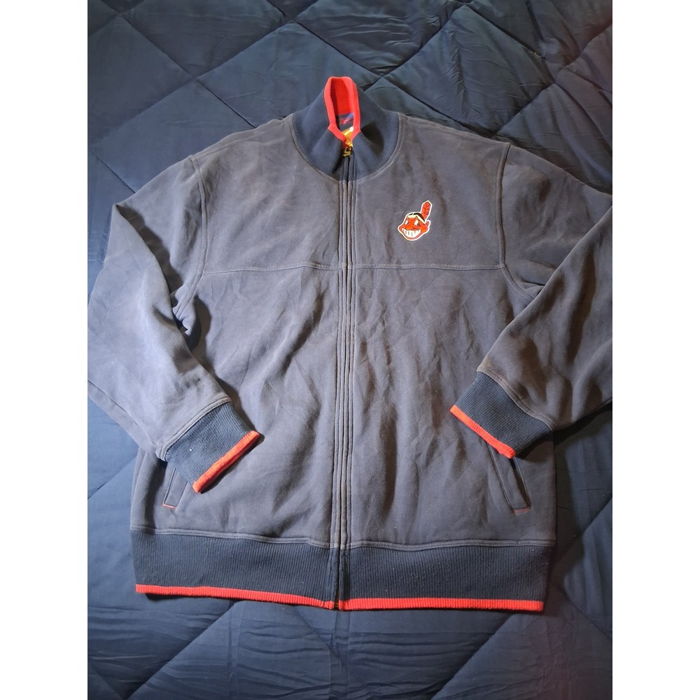 Vintage Reebok Cleveland Indians MLB‎ Full Zip Jacket Chief Wahoo Navy XL 2006